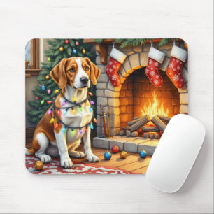 Amerikaanse Engelse Foxhound Kerstverlichting Muismat