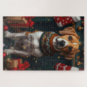 Amerikaanse Engelse Foxhound met kerstcadeaus Legpuzzel (Horizontaal)