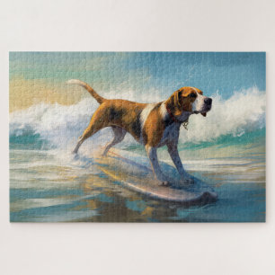 Amerikaanse Engelse Foxhound Strand Surfen Schilde Legpuzzel