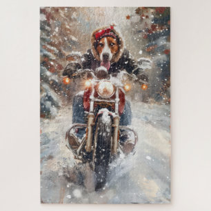 Amerikaanse Engelse vosshond fiets Kerstmis Legpuzzel