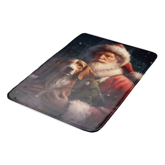 Amerikaanse Engelse vosshond Kerstman Kerstmis Badmat (Gekanteld)