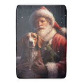 Amerikaanse Engelse vosshond Kerstman Kerstmis Badmat (Voorkant Verticaal)