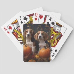 Amerikaanse Engelse vosshond Puppy Herfst Plezier Pokerkaarten