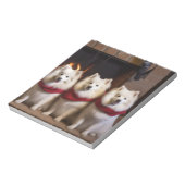 Amerikaanse Eskimo bij de open haard Kerstmis Notitieblok (Gedraaid)