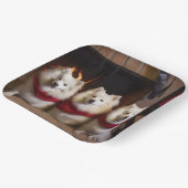 Amerikaanse Eskimo bij de open haard Kerstmis Papieren Bordje (Gebogen)