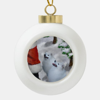 Amerikaanse Eskimo Dog Kerstmis Keramische Bal Ornament
