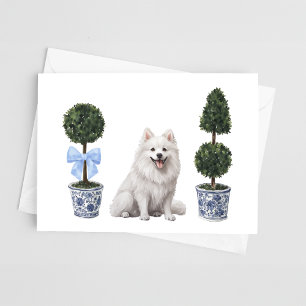 Amerikaanse Eskimo Dog Puppy Topiary Waterverf Kaart