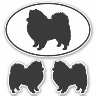 Amerikaanse Eskimo Dog Silhouette Vinyl Sticker Se