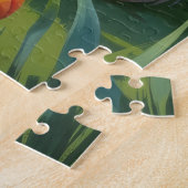 Amerikaanse Eskimo Dog Spring Bloemen Schilderen Legpuzzel (Zijkant)