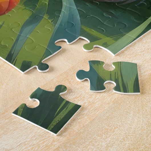 Amerikaanse Eskimo Dog Spring Bloemen Schilderen Legpuzzel (Zijkant)