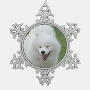 Amerikaanse Eskimo Dog Tin Sneeuwvlok Ornament