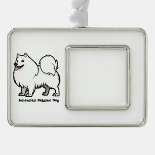 Amerikaanse Eskimo Dog Verzilverd Kader Ornament