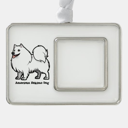 Amerikaanse Eskimo Dog Verzilverd Kader Ornament (Voorkant)