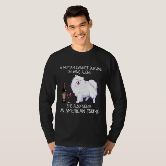 Amerikaanse eskimo en wijnhond gemonteerd t-shirt (Voorkant volledig)