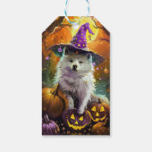 Amerikaanse Eskimo Halloween heks en pompoen Cadeaulabel (Achterkant)