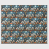 Amerikaanse Eskimo Halloween Spooky Cadeaupapier (Vlak)