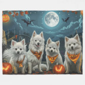 Amerikaanse Eskimo Halloween Spooky Fleece Deken (Voorkant (Horizontaal))