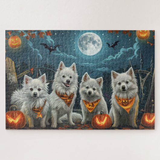 Amerikaanse Eskimo Halloween Spooky Legpuzzel (Horizontaal)