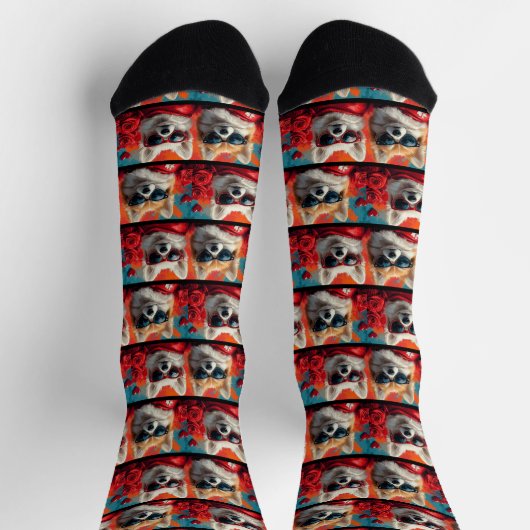 Amerikaanse Eskimo Hartrozen Valentijnsdag Sokken (Top)