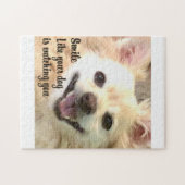 Amerikaanse Eskimo hond glimlach Legpuzzel (Horizontaal)