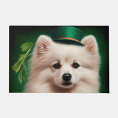 Amerikaanse Eskimo-hond in St. Patrick's Day Dress Deurmat (Voorkant)