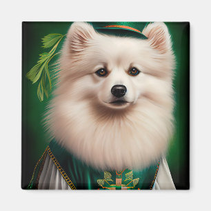 Amerikaanse Eskimo-hond in St. Patrick's Day Dress Magneet
