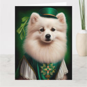 Amerikaanse Eskimo-hond in St. Patrick's Day-jurk Kaart (Voorkant)