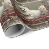 Amerikaanse Eskimo Hond Kerstfeest Cadeaupapier (Rol Hoek)