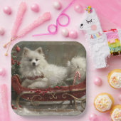 Amerikaanse Eskimo Hond Kerstfeest Papieren Bordje (Feest)
