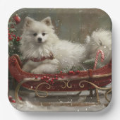Amerikaanse Eskimo Hond Kerstfeest Papieren Bordje (Voorkant)