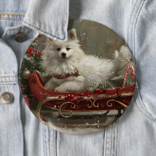 Amerikaanse Eskimo-hond kerstfeest Ronde Button 6,0 Cm