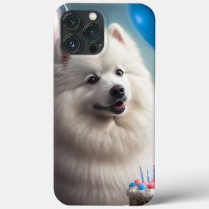 Amerikaanse eskimo-hond met ballonnen verjaardag iPhone 13 pro max hoesje