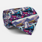 Amerikaanse Eskimo-hond op peddel: een landschappe Stropdas (Opgerold)