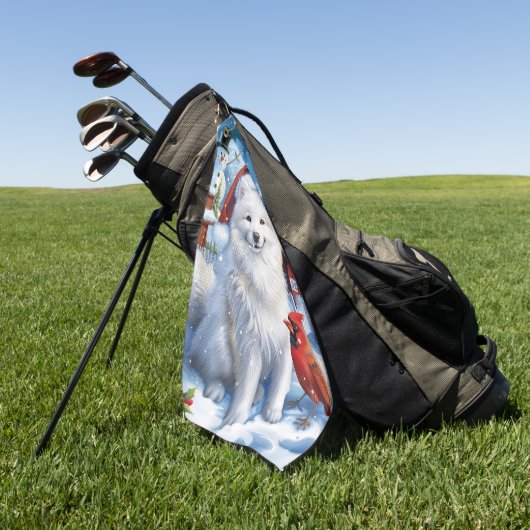 Amerikaanse Eskimo Hond Winter Wonderland Kerstmis Golfhanddoek (Groen)