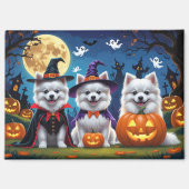 Amerikaanse Eskimo Honden Pompoen Halloween Grappi Magneet (Voorkant)