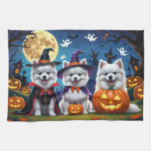 Amerikaanse Eskimo Honden Pompoen Halloween Grappi Theedoek