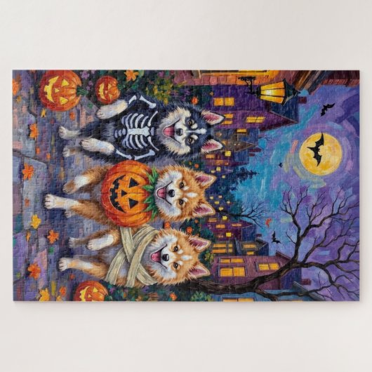 Amerikaanse Eskimo Honden Trick-or-Treating Hallow Legpuzzel (Horizontaal)