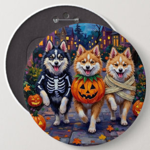 Amerikaanse Eskimo-honden Trick-or-Treating Hallow Ronde Button 6,0 Cm