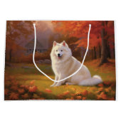 Amerikaanse Eskimo in herfstbladeren Herfst geïnsp Groot Cadeauzakje (Voorkant)