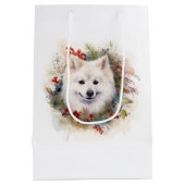 Amerikaanse Eskimo Kerstkrans Feestelijke Pup Medium Cadeauzakje (Achterkant)