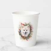 Amerikaanse Eskimo Kerstkrans Feestelijke Pup Papieren Bekers (Achterkant)