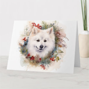 Amerikaanse Eskimo Kerstkrans Festieve Pup Kaart