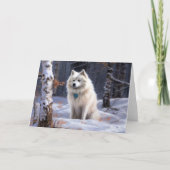 Amerikaanse Eskimo laat het sneeuwen Kerstmis Kaart (Voorkant)