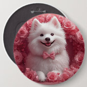 Amerikaanse Eskimo met Rozen - Valentijnsdag Ronde Button 6,0 Cm (Voorkant /achterkant)