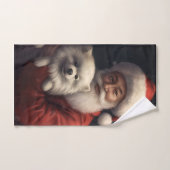 Amerikaanse Eskimo met Sinterklaas Feestelijke Ker Bad Handdoek (Handdoek)