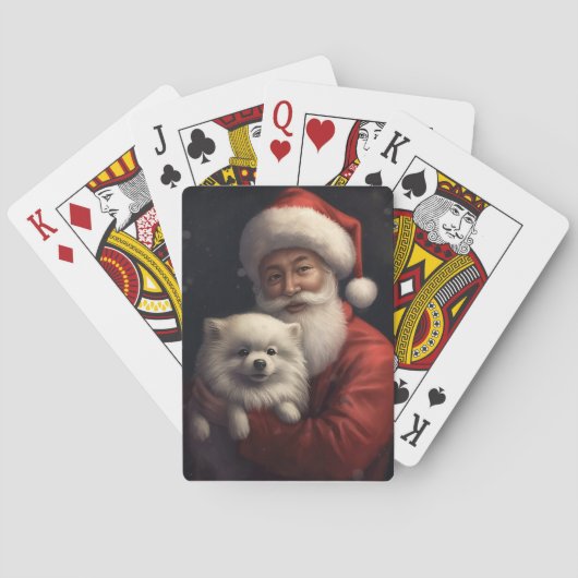 Amerikaanse Eskimo met Sinterklaas Feestelijke Ker Pokerkaarten (Achterkant)