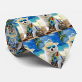 Amerikaanse Eskimo op het strand,zomer cadeau voor Stropdas (Opgerold)