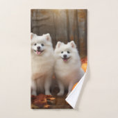 Amerikaanse Eskimo Puppy Herfst Delight Pompoen Bad Handdoek (Handdoek)