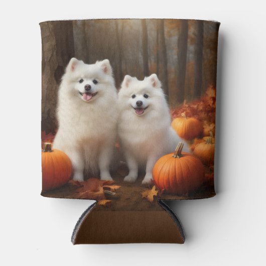 Amerikaanse Eskimo Puppy Herfst Delight Pompoen Blikjeskoeler (Voorkant)