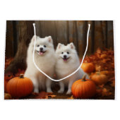 Amerikaanse Eskimo Puppy Herfst Delight Pompoen Groot Cadeauzakje (Voorkant)